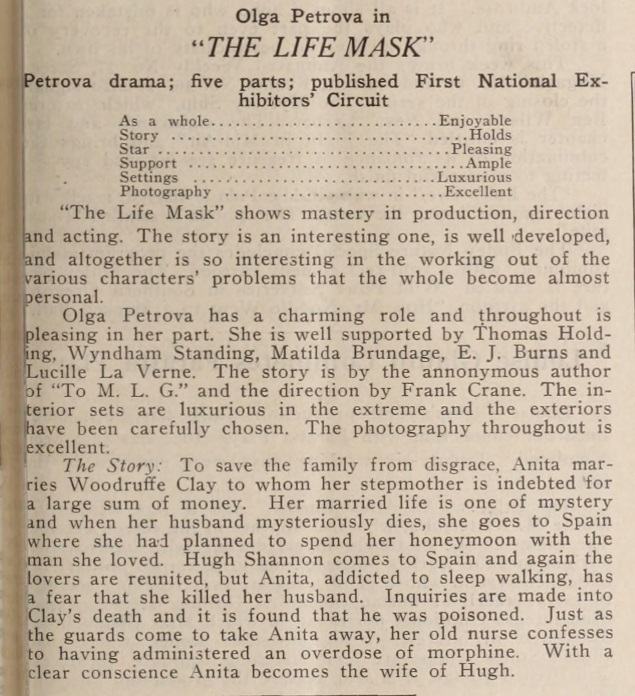 The Life Mask scene