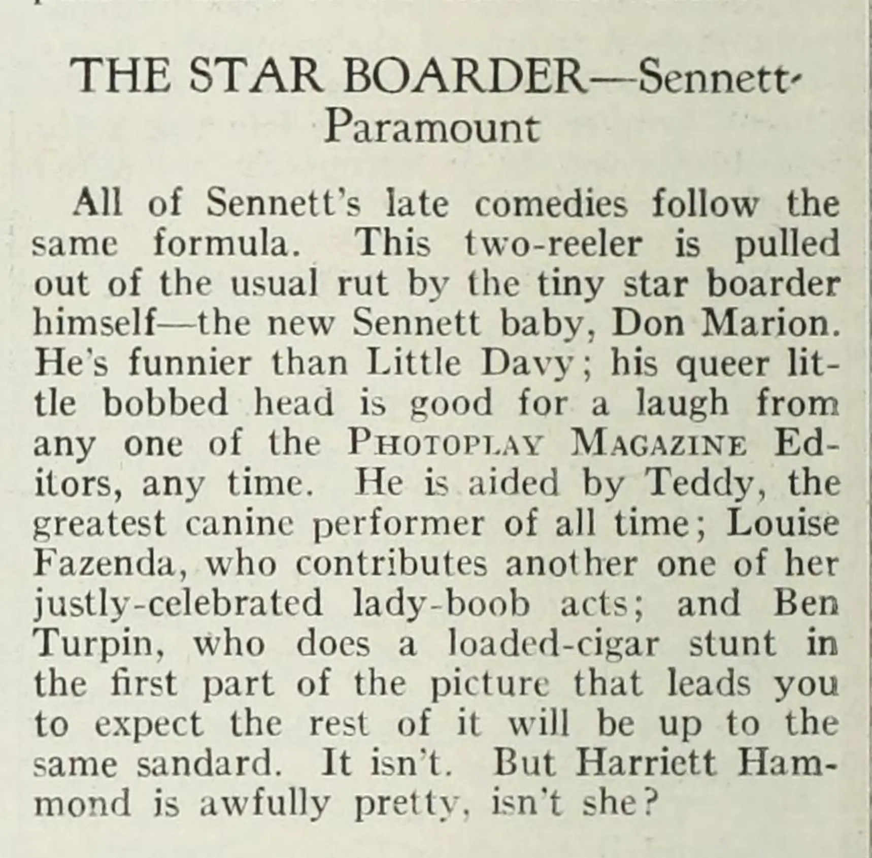 The Star Boarder scene