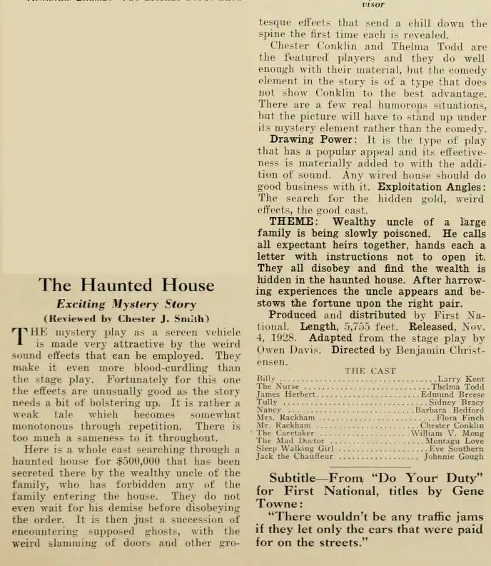 The Haunted House scene