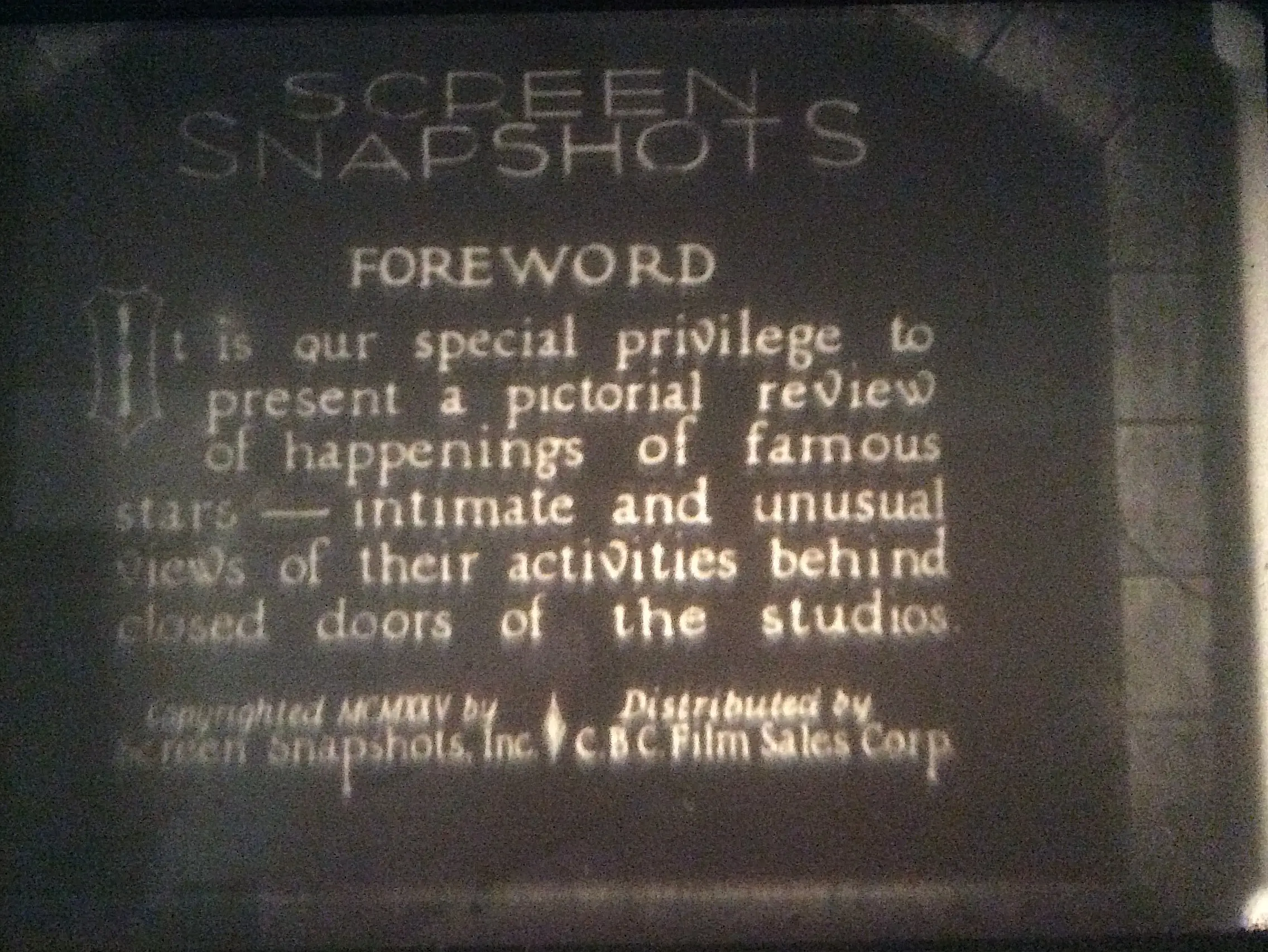 Screen Snapshots No. 2 scene