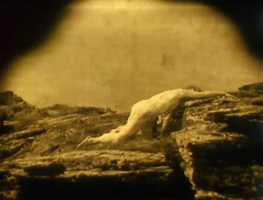 Nude Woman by Waterfall scene