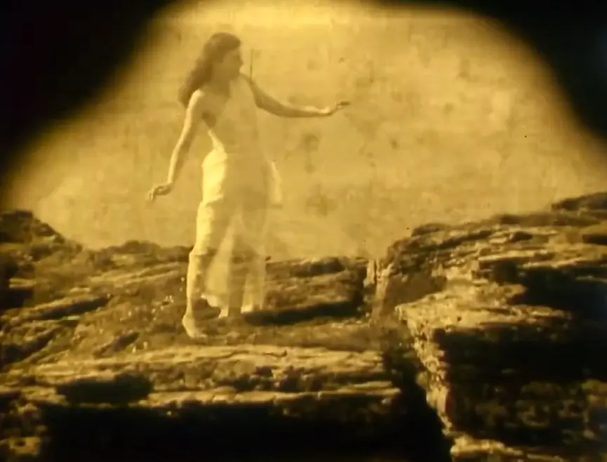 Nude Woman by Waterfall scene