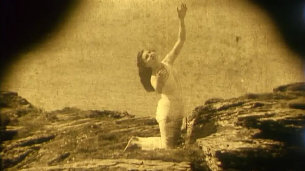 Nude Woman by Waterfall scene