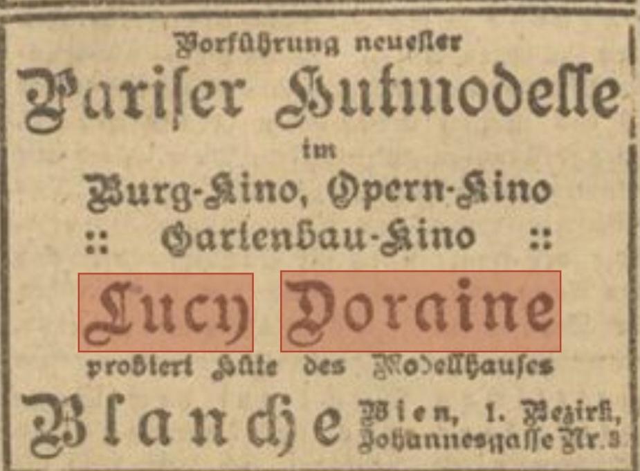Lucy Doraine probiert neueste Pariser Modelle bei Blanche